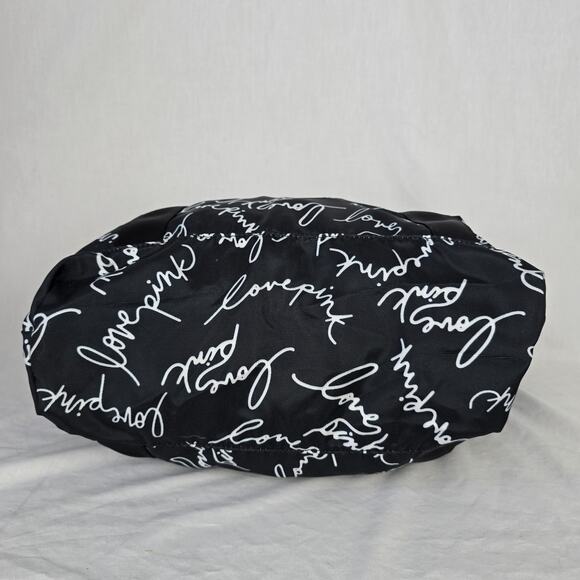 Pink Victoria's Secret Tote Black with White Love Pink Print - Picture 7 of 16